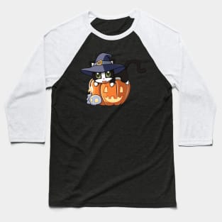 Toxedo Cat on a Pumpkin Baseball T-Shirt